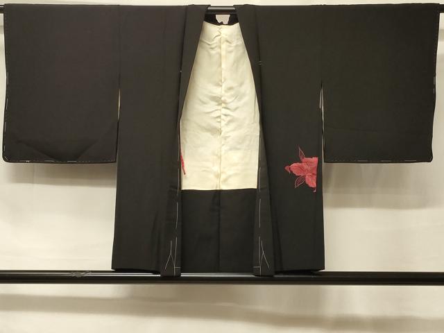 平和屋着物＃羽織　総刺繍　カトレア　黒地　金糸　正絹　逸品　未使用　CABF1493in
