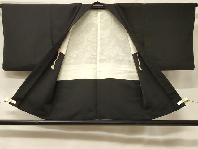 平和屋着物＃羽織　総刺繍　舞菊文　黒地　銀糸　正絹　逸品　CABF1495in