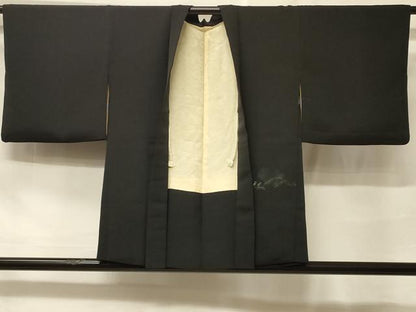 平和屋着物＃羽織　寿光織　人物風景文　黒地　金糸　正絹　逸品　未使用　CABF1496in