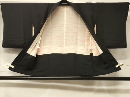 平和屋着物＃羽織　総刺繍　草花文　黒地　正絹　逸品　CABF1498in