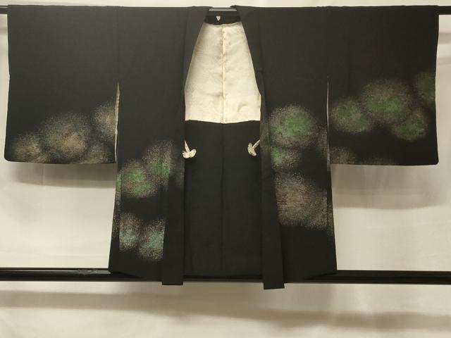 平和屋着物＃羽織　寿光織　霞文　黒地　金銀糸　正絹　逸品　CABF1511in