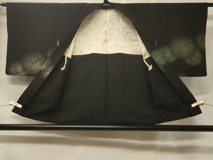 平和屋着物＃羽織　寿光織　霞文　黒地　金銀糸　正絹　逸品　CABF1511in