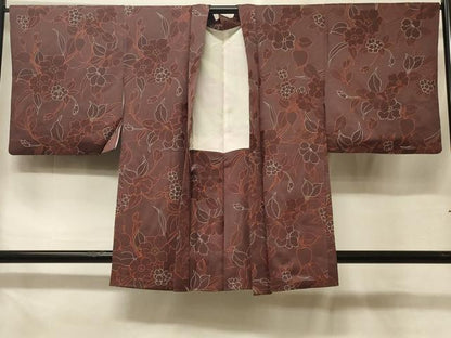 平和屋着物＃羽織　地紋起こし　草花文　正絹　逸品　CABF1514in