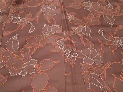 平和屋着物＃羽織　地紋起こし　草花文　正絹　逸品　CABF1514in