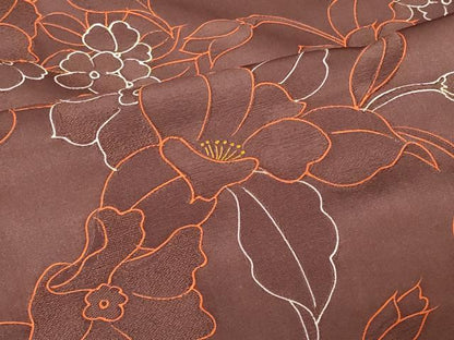平和屋着物＃羽織　地紋起こし　草花文　正絹　逸品　CABF1514in