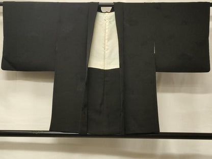 平和屋着物＃羽織　舞葉地紋　黒地　正絹　逸品　CABF1518in