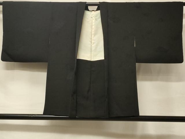 平和屋着物＃羽織　舞葉地紋　黒地　正絹　逸品　CABF1518in