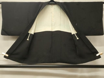 平和屋着物＃羽織　舞葉地紋　黒地　正絹　逸品　CABF1518in