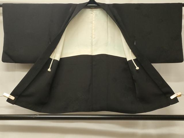 平和屋着物＃羽織　舞葉地紋　黒地　正絹　逸品　CABF1518in