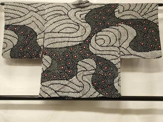 平和屋着物＃羽織　総絞り　流水菊文　黒地　正絹　逸品　CABF1522in