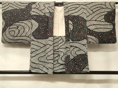 平和屋着物＃羽織　総絞り　流水菊文　黒地　正絹　逸品　CABF1522in