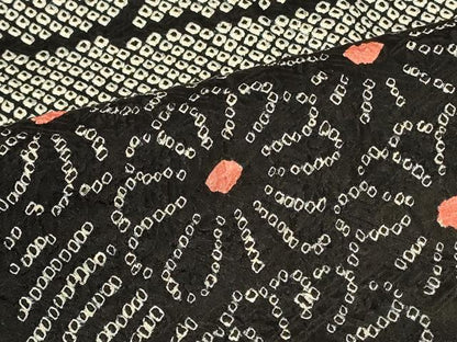 平和屋着物＃羽織　総絞り　流水菊文　黒地　正絹　逸品　CABF1522in