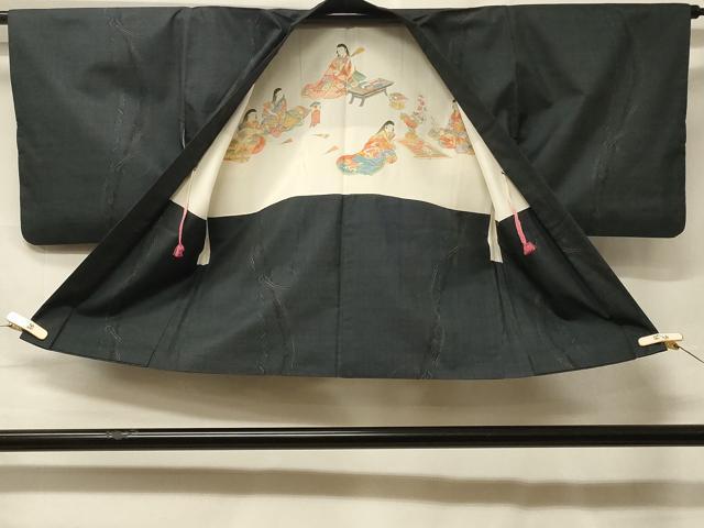 平和屋着物＃本場大島紬　羽織　7マルキ　結び紐文　正絹　逸品　CABF1528in
