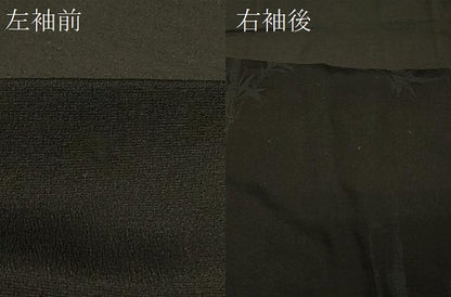 平和屋着物＃羽織　笹竹文　黒地　正絹　逸品　CABF1529in