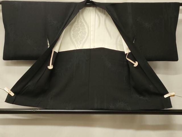 平和屋着物＃羽織　笹竹文　黒地　正絹　逸品　CABF1529in