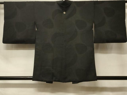 平和屋着物＃羽織　風景草花地紋　黒地　正絹　逸品　CABF1530in