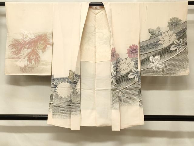平和屋着物＃羽織　寿光織　孔雀羽花文　金銀糸　正絹　逸品　CABF1532in