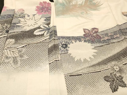 平和屋着物＃羽織　寿光織　孔雀羽花文　金銀糸　正絹　逸品　CABF1532in