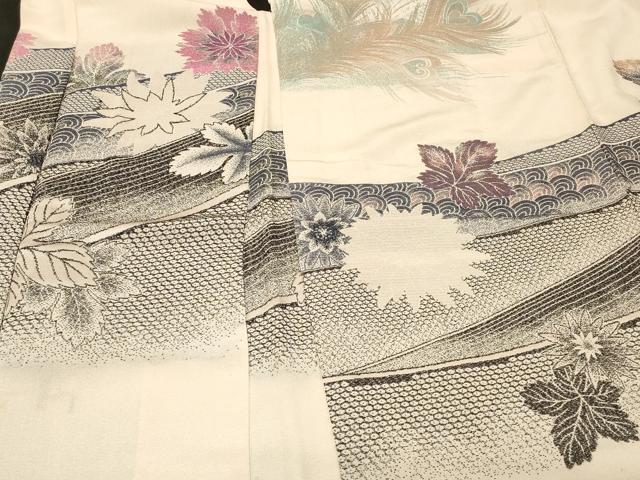 平和屋着物＃羽織　寿光織　孔雀羽花文　金銀糸　正絹　逸品　CABF1532in
