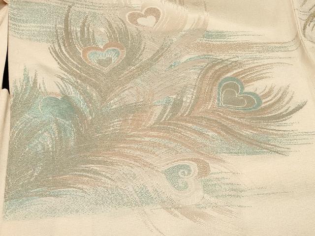 平和屋着物＃羽織　寿光織　孔雀羽花文　金銀糸　正絹　逸品　CABF1532in