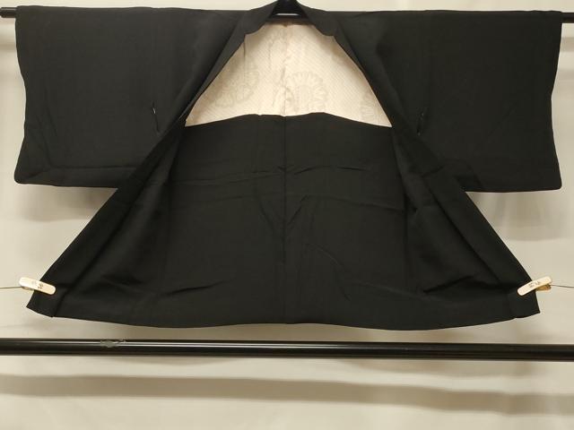 平和屋着物＃羽織　寿光織　草花文　黒地　金銀糸　正絹　逸品　CABF1537in