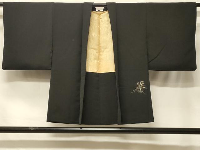 平和屋着物＃羽織　総刺繍　遠山風景文　黒地　金糸　正絹　逸品　CABF1541in
