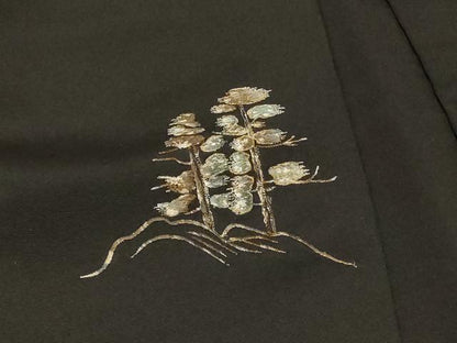 平和屋着物＃羽織　総刺繍　遠山風景文　黒地　金糸　正絹　逸品　CABF1541in