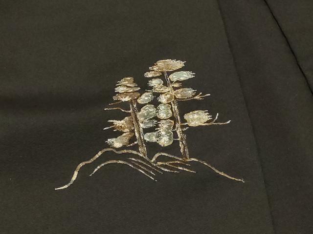 平和屋着物＃羽織　総刺繍　遠山風景文　黒地　金糸　正絹　逸品　CABF1541in