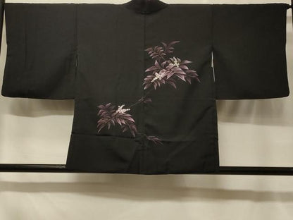 平和屋着物＃羽織　南天文　黒地　金彩　正絹　逸品　CABF1542in