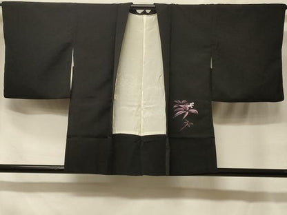 平和屋着物＃羽織　南天文　黒地　金彩　正絹　逸品　CABF1542in