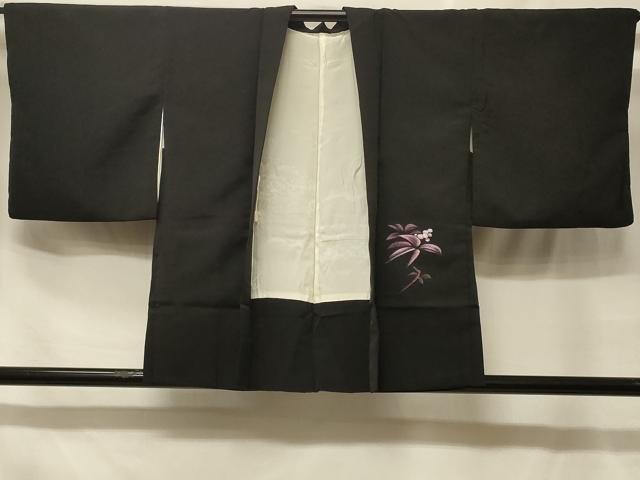 平和屋着物＃羽織　南天文　黒地　金彩　正絹　逸品　CABF1542in