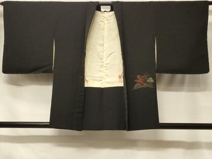 平和屋着物＃羽織　寿光織　風景文　黒地　金銀糸　正絹　逸品　CABF1543in