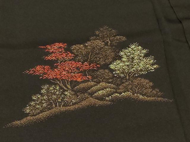 平和屋着物＃羽織　寿光織　風景文　黒地　金銀糸　正絹　逸品　CABF1337in 平和屋着物＃羽織 寿光織 風景文 黒地 金銀糸 正絹 逸品 CABF1543in