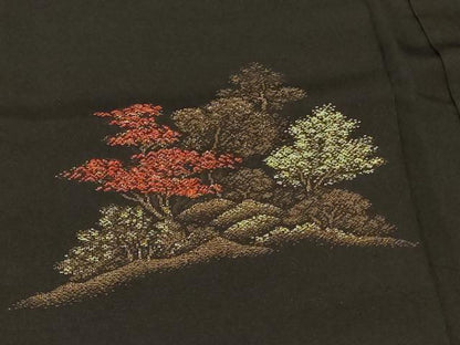 平和屋着物＃羽織　寿光織　風景文　黒地　金銀糸　正絹　逸品　CABF1543in