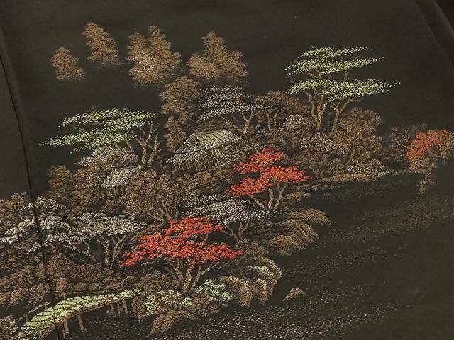 平和屋着物＃羽織　寿光織　風景文　黒地　金銀糸　正絹　逸品　CABF1337in 平和屋着物＃羽織 寿光織 風景文 黒地 金銀糸 正絹 逸品 CABF1337in