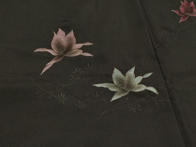 平和屋着物＃羽織　総刺繍　舞花文　黒地　金糸　正絹　逸品　未使用　CABF1544in