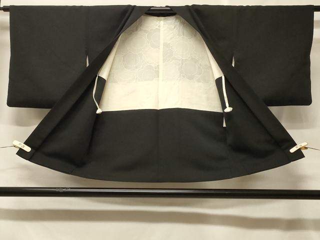 平和屋着物＃羽織　寿光織　枝花文　黒地　金糸　正絹　逸品　CABF1546in