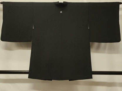 平和屋着物＃羽織　流水地紋　黒地　正絹　逸品　CABF1550in