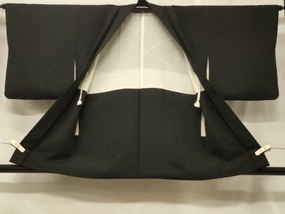 平和屋着物＃羽織　流水地紋　黒地　正絹　逸品　CABF1550in