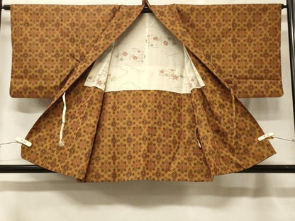 平和屋着物＃道中着　お召地　正倉院花文　正絹　逸品　CABF1554in