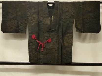 平和屋着物＃道中着　単衣　風景文　正絹　逸品　CABF1556in