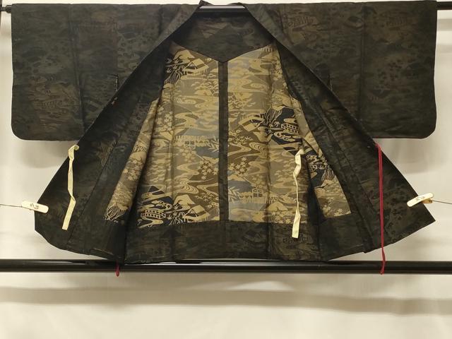 平和屋着物＃道中着　単衣　風景文　正絹　逸品　CABF1556in