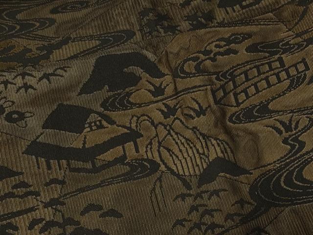平和屋着物＃道中着　単衣　風景文　正絹　逸品　CABF1556in