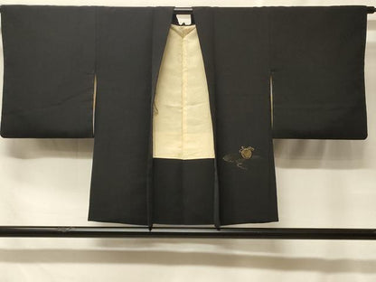 平和屋着物＃羽織　寿光織　仕覆吉祥文　黒地　金銀糸　正絹　逸品　CABF1558in