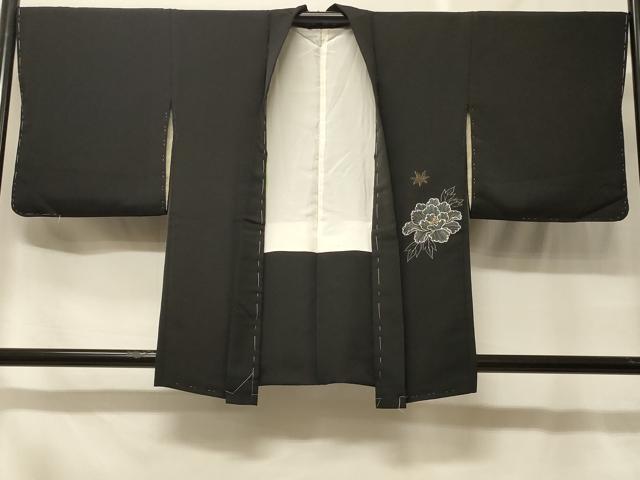 平和屋着物＃羽織　草花文　黒地　金銀彩　正絹　逸品　CABE5554in 平和屋着物＃羽織 草花文 黒地 金彩 正絹 逸品 未使用 CABF1560in