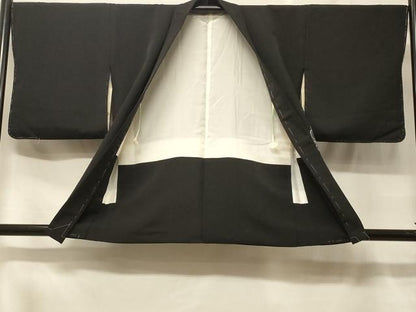 平和屋着物＃羽織　草花文　黒地　金彩　正絹　逸品　未使用　CABF1560in