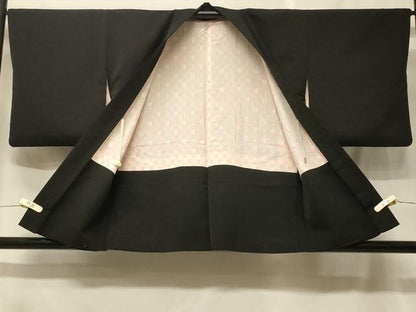 平和屋着物＃羽織　寿光織　枝葉文　黒地　金糸　正絹　逸品　CABF1562in