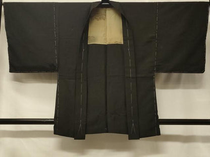 平和屋着物＃男性　羽織　黒地　正絹　逸品　未使用　CABF1563in