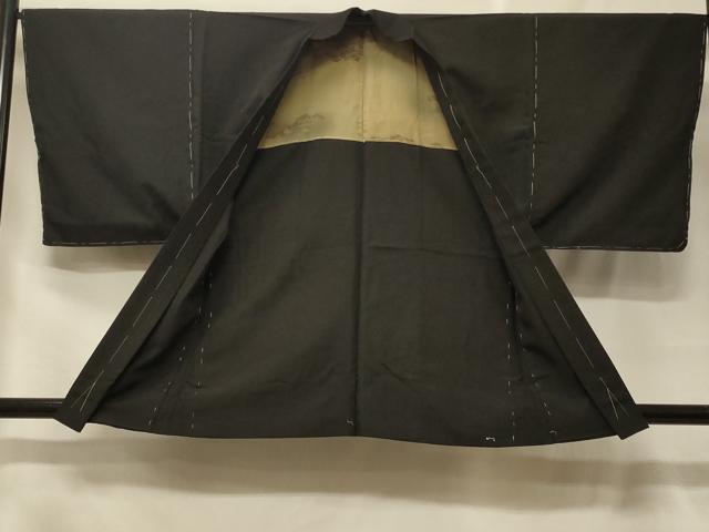 平和屋着物＃男性　羽織　黒地　正絹　逸品　未使用　CABF1563in