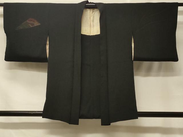 平和屋着物＃羽織 寿光織 扇面正倉院花文 黒地 金銀糸 正絹